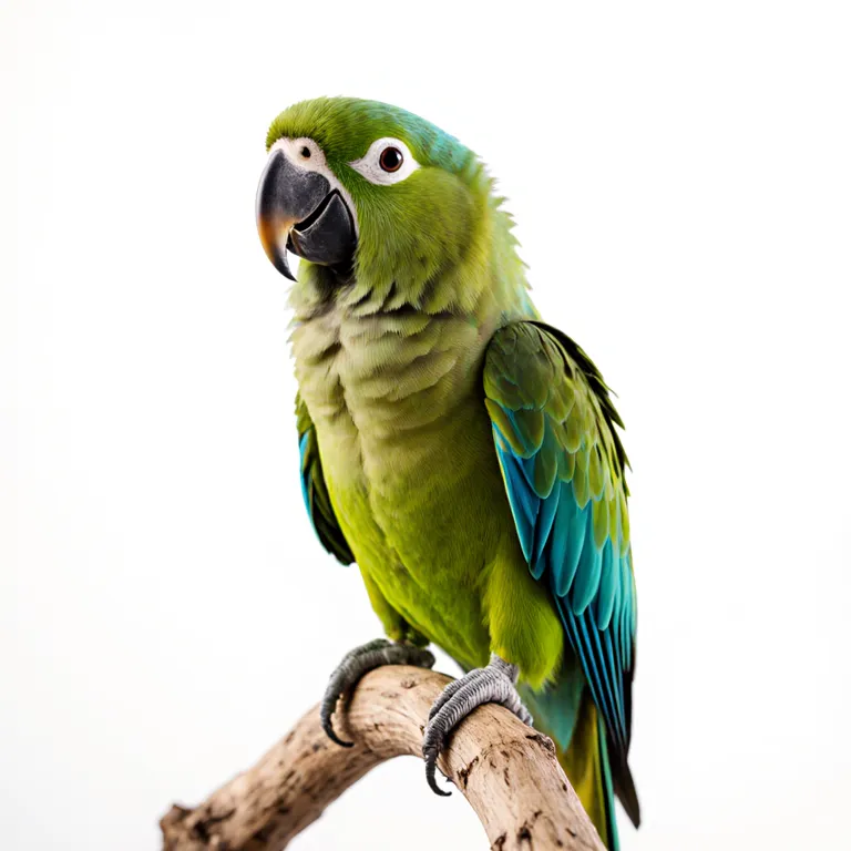 Beautiful green parrot perched on a branch